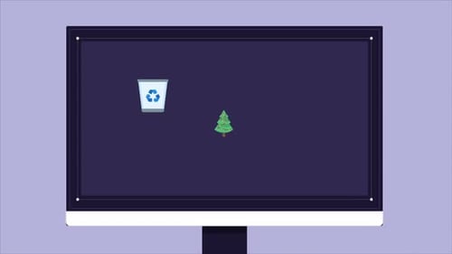Flat Design Christmas Tree Decoration and Computer Recycling Animation