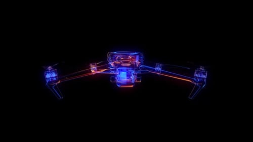 Futuristic Holographic Drone Wireframe Scan Reveal