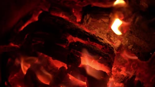 Nahaufnahme von Red Fire Wood Flames 1