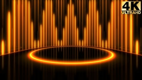 Vibrant Neon Light Stage with Rhythmic Pulsating Animation