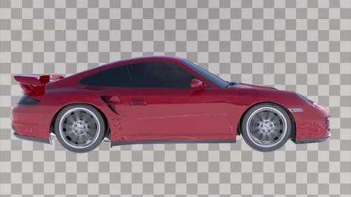 Red Sports Car Driving Animation with Transparent Background