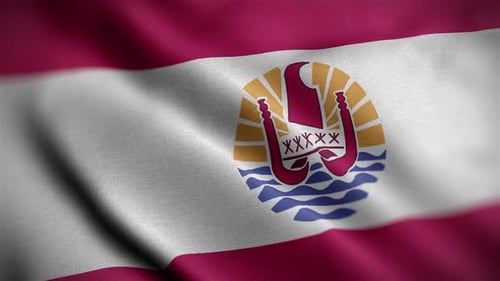 French Polynesian Flag Waving Loop with Realistic Fabric Texture