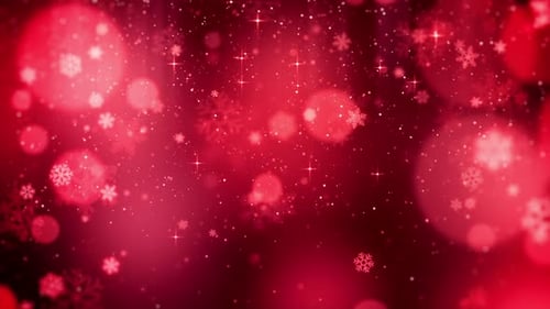 Seamless Red Christmas Snowfall Background with Bokeh Lights