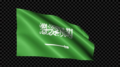 Waving Saudi Arabia Flag with Alpha Channel Loop