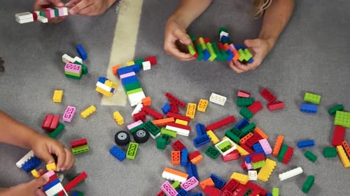 Kids Playing Building Blocks Toys