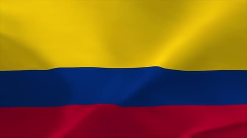 Colombia National Flag Waving Loop Animation