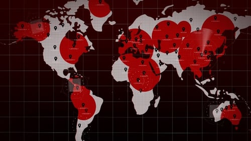 Digital World Map Animation with Global Data Spread