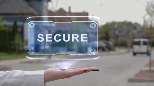 Female Hand Showing Hologram Secure