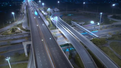 4K : Aerial time lapse in motion drone shot of freeway and interstate traffic