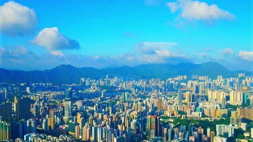 Time lapse beautiful architecture building of hong kong cityscape