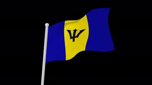 Barbados-Flagge weht wellig animierter schwarzer Hintergrund