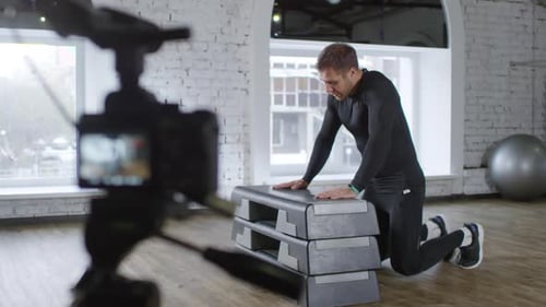 Gym Coach Showing Evaluated Push Ups on Camera