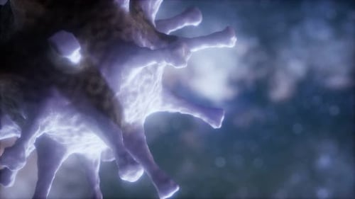 Microscopic View of Abstract Glowing Virus Cell Animation