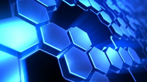 Animated Blue Glowing Hexagonal Grid Technology Background