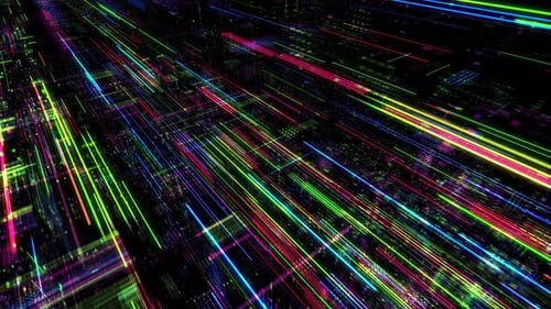 Abstract digital matrix particles grid virtual reality