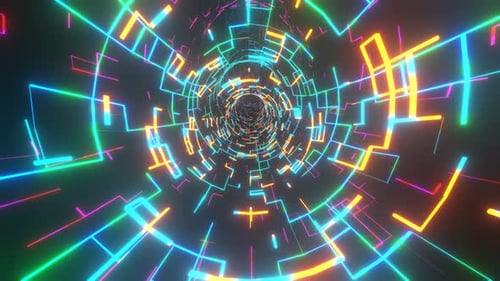 Glowing Neon Geometric Tunnel Loop Background