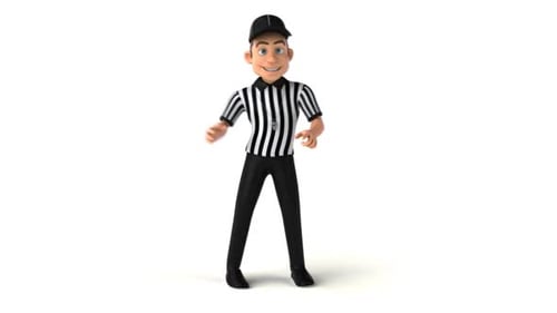 3D Cartoon Referee Character Gesturing and Pointing Animation