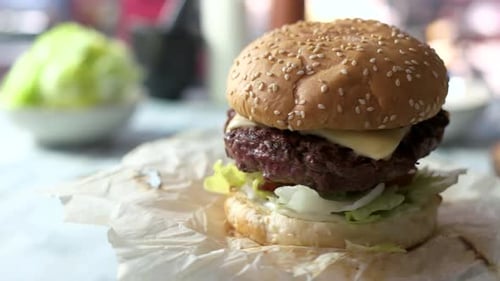 Close-up of a Beef Burger