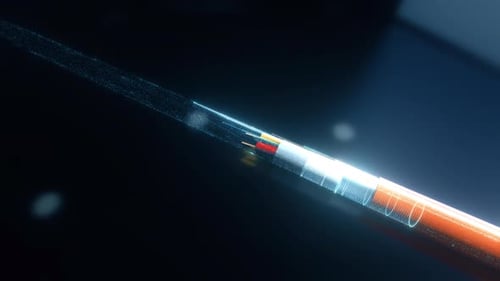Futuristic Fiber Optic Cable with Glowing Data Stream Animation