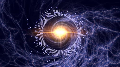 Futuristic Audio Visualizer with Swirling Energy Vortex