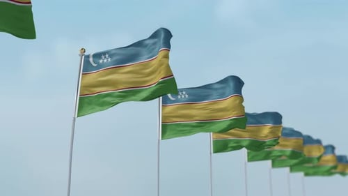 Karakalpakstan Row Of Flags