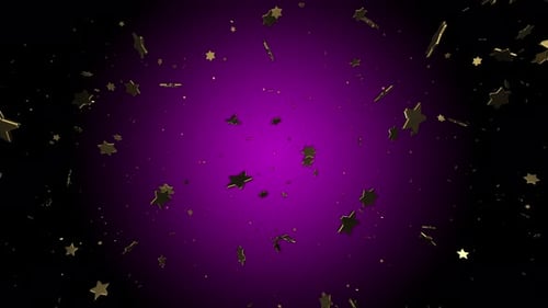 Animated Golden Stars Falling on Purple Background Loop