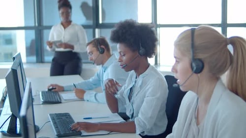 Female African American Mentor Call Center Operators