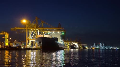 Container cargo ship in the export and import business and logistics international goods