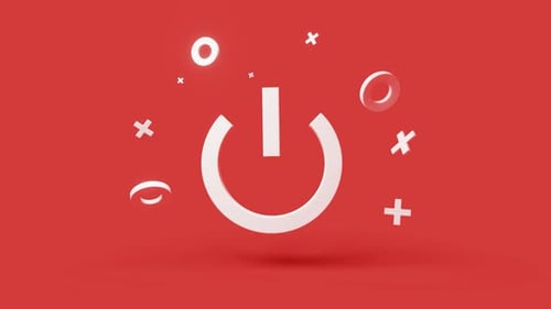 Power 3d Icon on a Simple Red Background Seamless Animation Loop