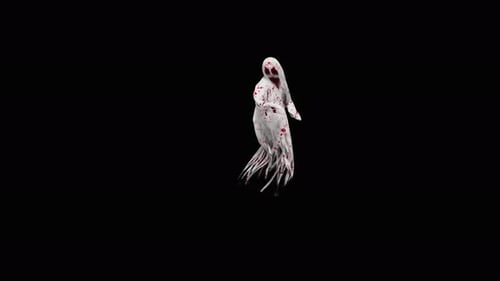 Animated Bloody Ghost Figure for Spooky Halloween Content