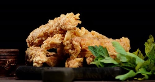 Chicken Strips with Parsley on Cutting Board Slowly Rotate