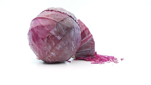 Red Cabbage Close Up On White