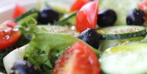 Fresh Salad with Tomatoes, Cucumbers, and Olives