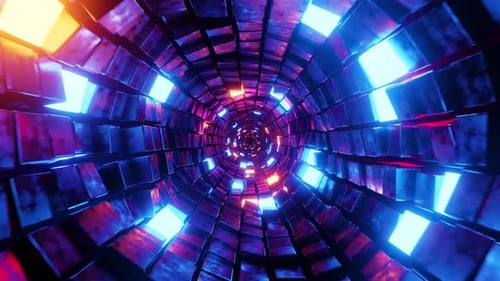 Voler dans un tunnel avec des cubes lumineux