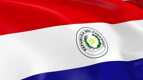 Waving Paraguay Flag with National Emblem Animation