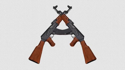 Zwei Militärgeschütze - russische Kalaschnikow AK 47 - Transparenter Übergang