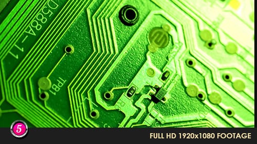Abstract Green Circuit Board Close Up