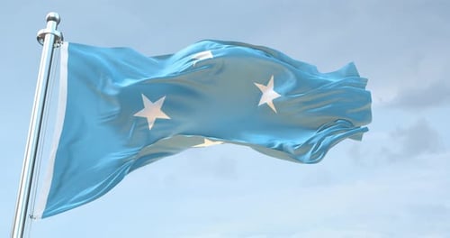 Realistic Flag of Micronesia Waving Animation