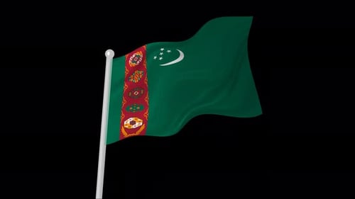 Realistic Turkmenistan National Flag Waving Animation