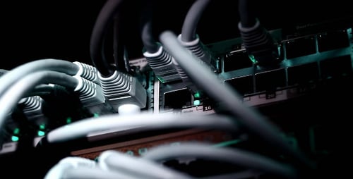 Ethernet Switch with Cables Connected in Data Center