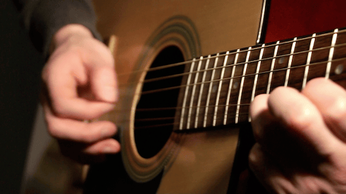 Guitar Player Strumming Acoustic Guitar