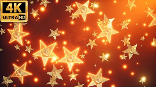 Animated Golden Stars with Radiant Glow Loop Background