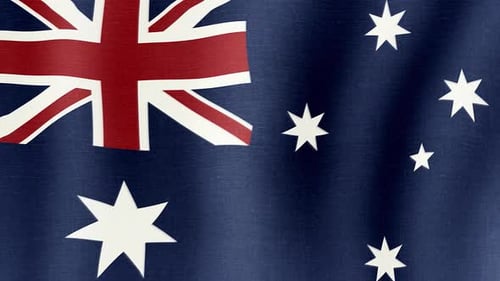 Australian Flag Waving in the Wind