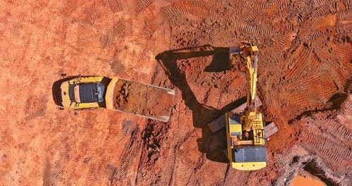 Preparing Place to Construction Residential House of Excavator Truck are Loading Soil a Dump Truck