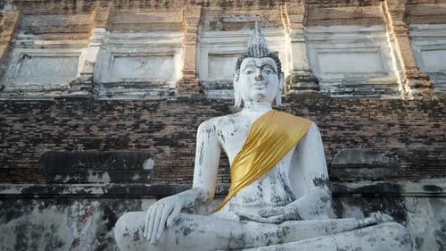 Ancient Buddha Statue at Historic Temple, Meditation