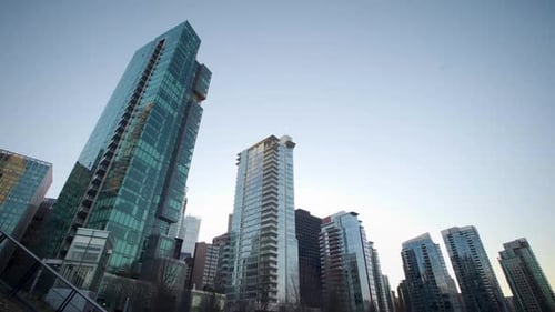 Large skyscrapers covering a modern city skyline.