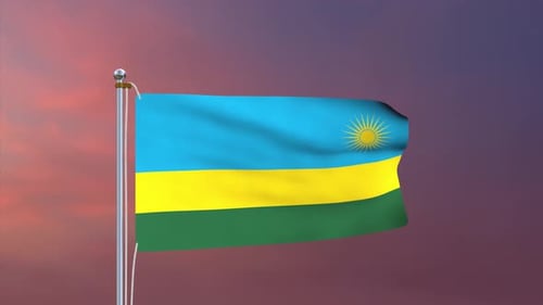 Seamless Loop Waving Flag of Rwanda Animation