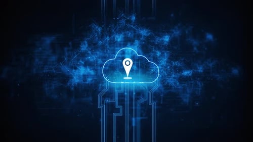 Futuristic Cloud Computing Network with Location Pin Animation