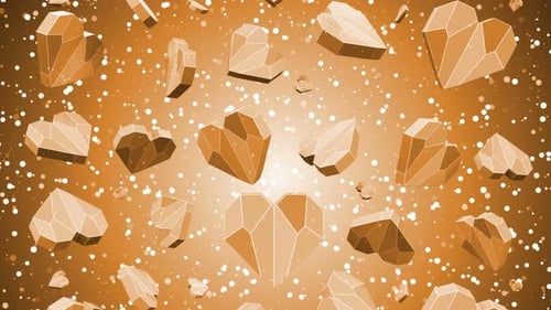 Polygonal Crystal Hearts Falling Loop Background