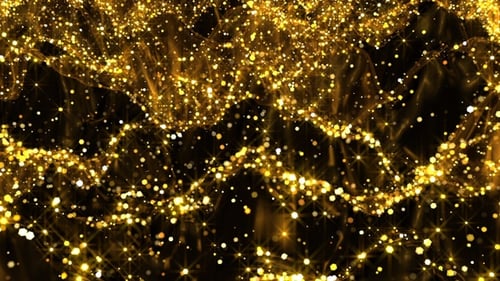 Golden Glitter Particles Flowing Abstract Background Loop